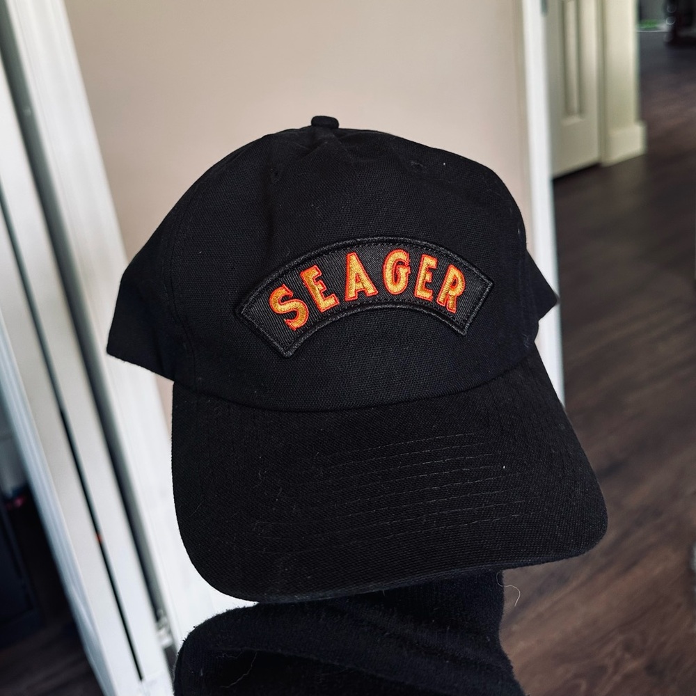 Seager Black Hat with Orange Logo